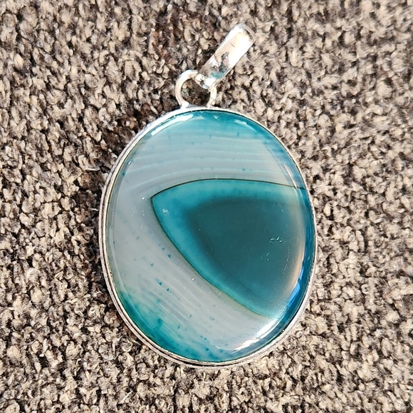2 inch green botswana agate pendant silver plated. New (No chain) - Picture 5 of 8